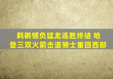 鹈鹕憾负猛龙连胜终结 哈登三双火箭击退骑士重回西部